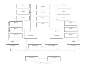 3 Generations Plain Reverse Family Tree  Template